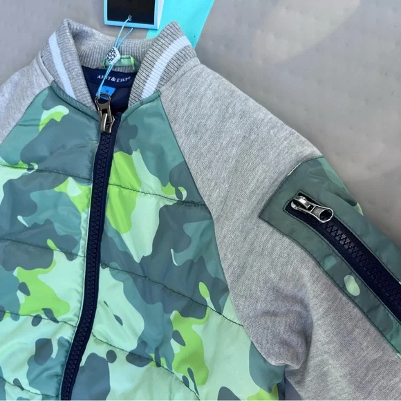 NWT Andy & Evan Kids Cotton Jersey Quilted Camo Puff Jacket - Picture 3 of 8